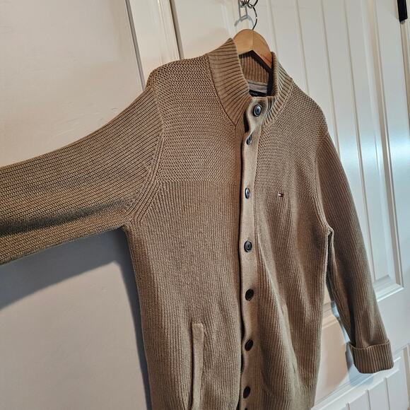 Vintage Tommy Hilfiger Cardigan Mens Large Brown Y2K Ribbed Knit Preppy Academia - Picture 6 of 10